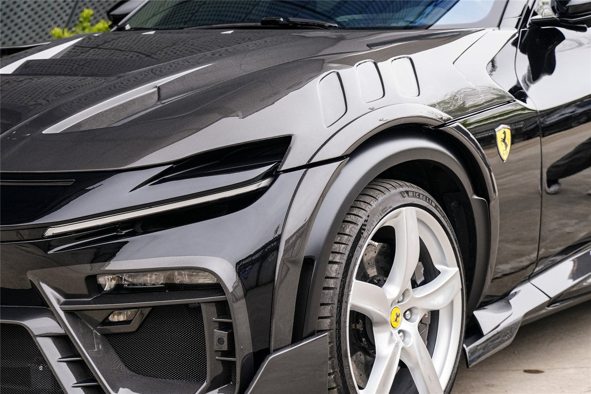 2023-UP Ferrari Purosangue F175 Partial Carbon Fiber Front Bumper And Hood DarwinPRO iMP Design