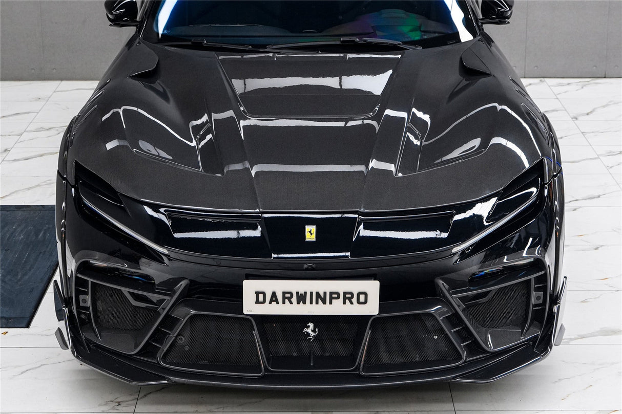 2023-UP Ferrari Purosangue F175 Partial Carbon Fiber Front Bumper And Hood DarwinPRO iMP Design