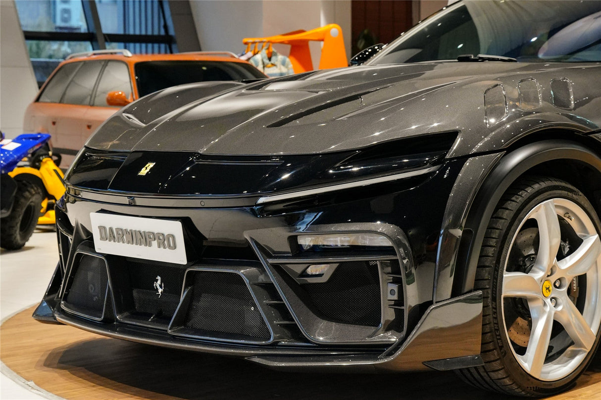 2023-UP Ferrari Purosangue F175 Partial Carbon Fiber Front Bumper And Hood DarwinPRO iMP Design