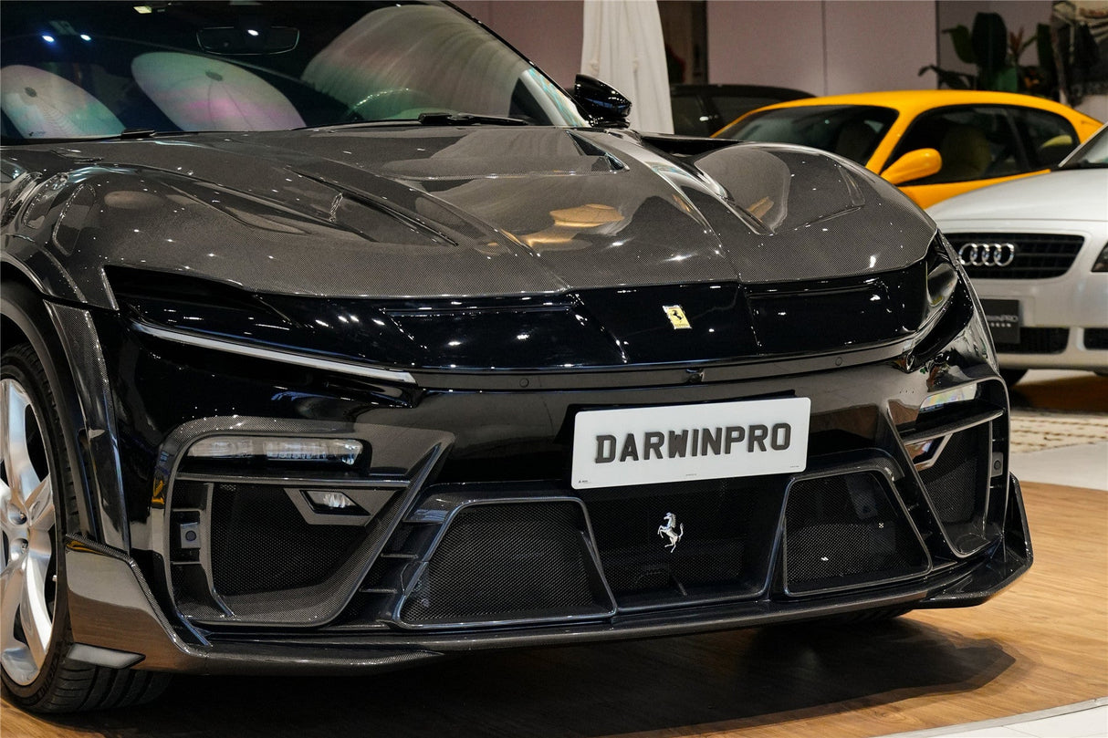 2023-UP Ferrari Purosangue F175 Partial Carbon Fiber Front Bumper And Hood DarwinPRO iMP Design