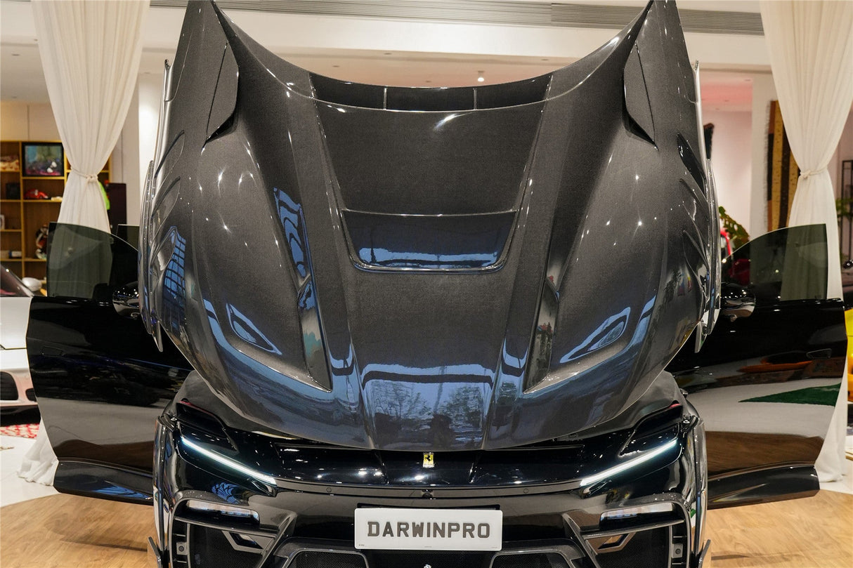 2023-UP Ferrari Purosangue F175 Partial Carbon Fiber Front Bumper And Hood DarwinPRO iMP Design