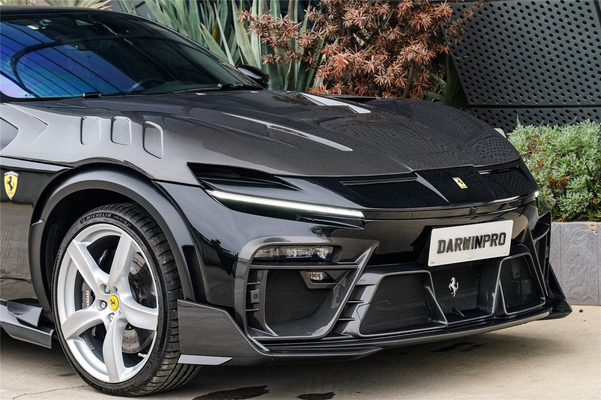 2023-UP Ferrari Purosangue F175 Partial Carbon Fiber Front Bumper And Hood DarwinPRO iMP Design