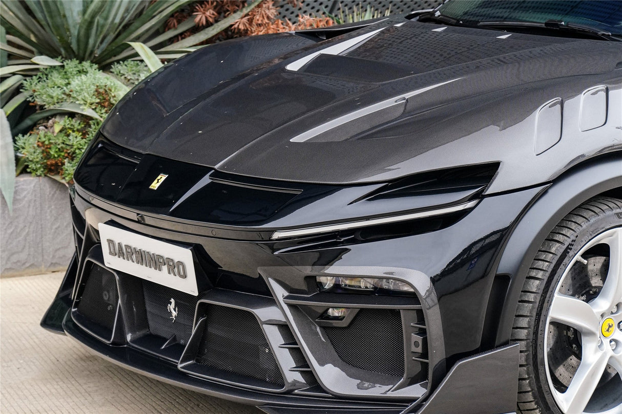 2023-UP Ferrari Purosangue F175 Partial Carbon Fiber Front Bumper And Hood DarwinPRO iMP Design
