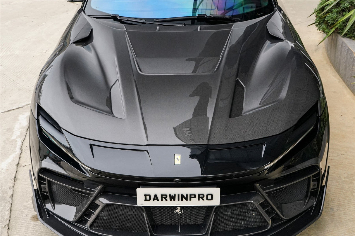 2023-UP Ferrari Purosangue F175 Partial Carbon Fiber Front Bumper And Hood DarwinPRO iMP Design