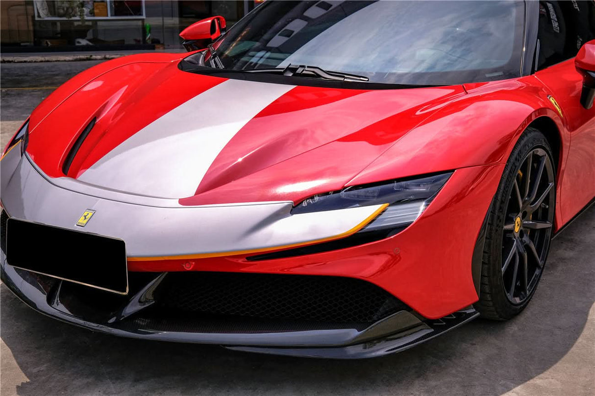 2020-UP Ferrari SF90 Stradale and Spider Autoclave Carbon Fiber Front Bumper Side Splitter DarwinPRO (OE)