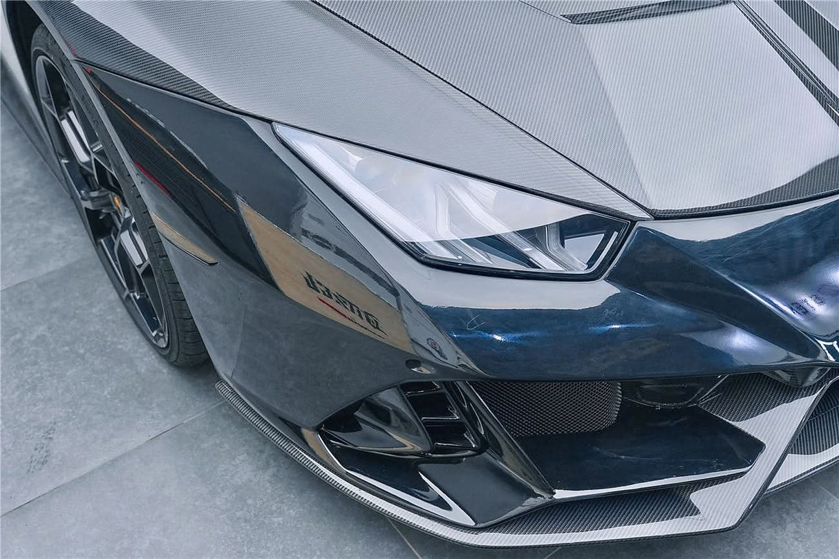 2015-2025 Lamborghini Huracan LP610 & LP580 & EVO & Tecnica EVO-4WD Style Partial Carbon Front Bumper