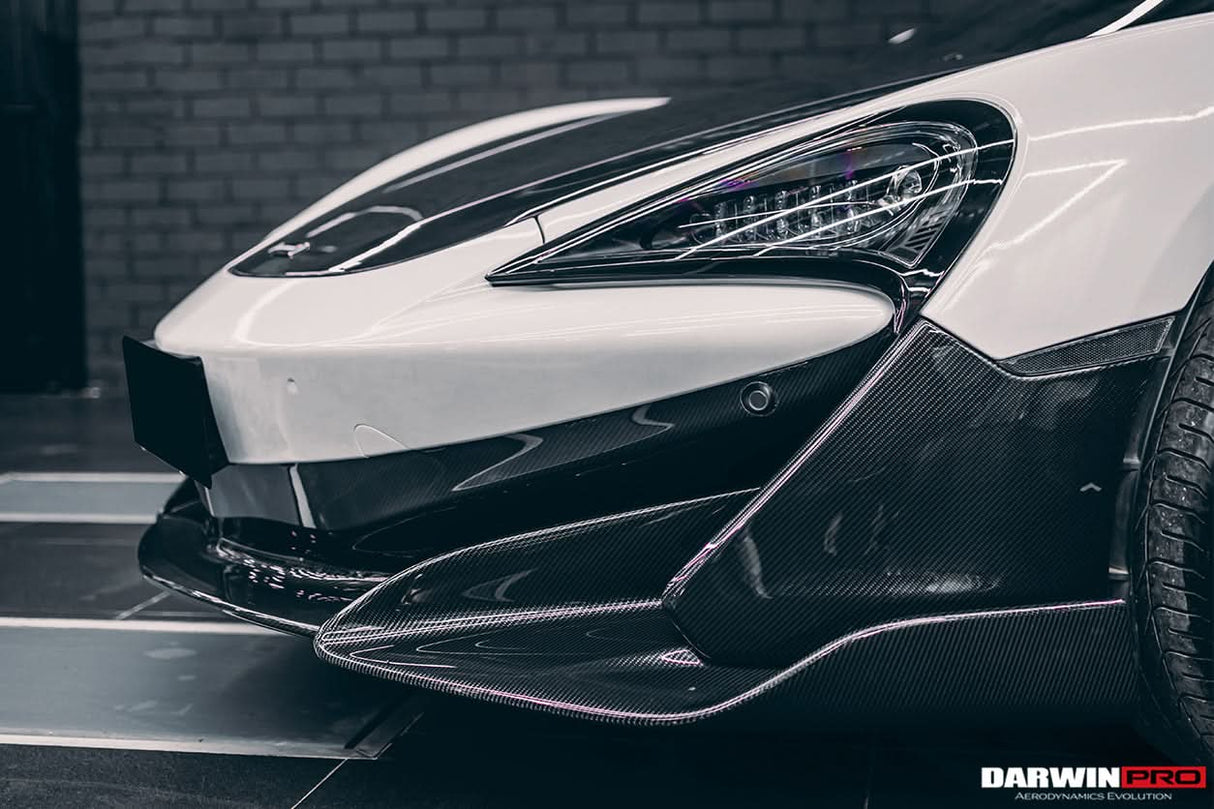 DarwinPRO 2015-2020 McLaren 540C & 570S Convert 600LT Carbon Fiber Front Bumper Lip With Undertray