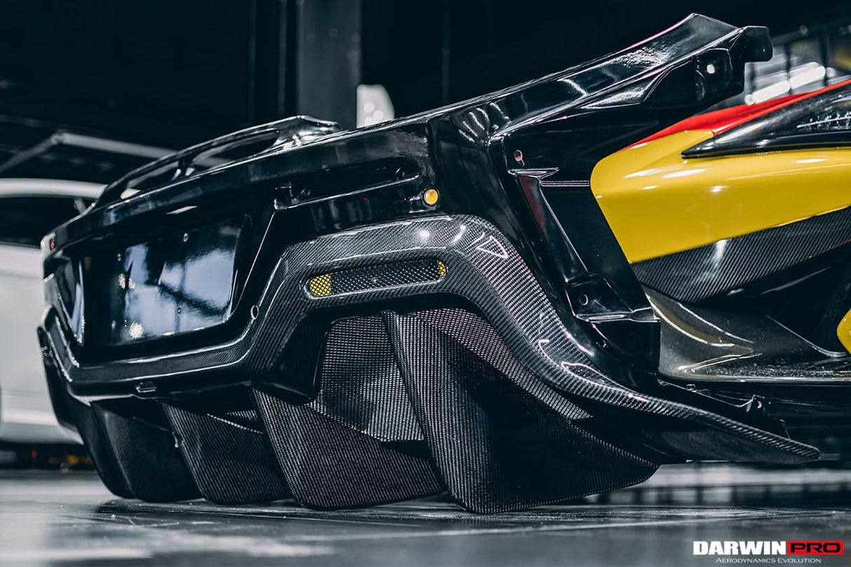 2015-2020 McLaren 540C 570S 570GT 600LT-Style Partial Carbon Fiber Rear Bumper with Diffuser and Trunk Spoiler and Engine Trunk and Exhaust