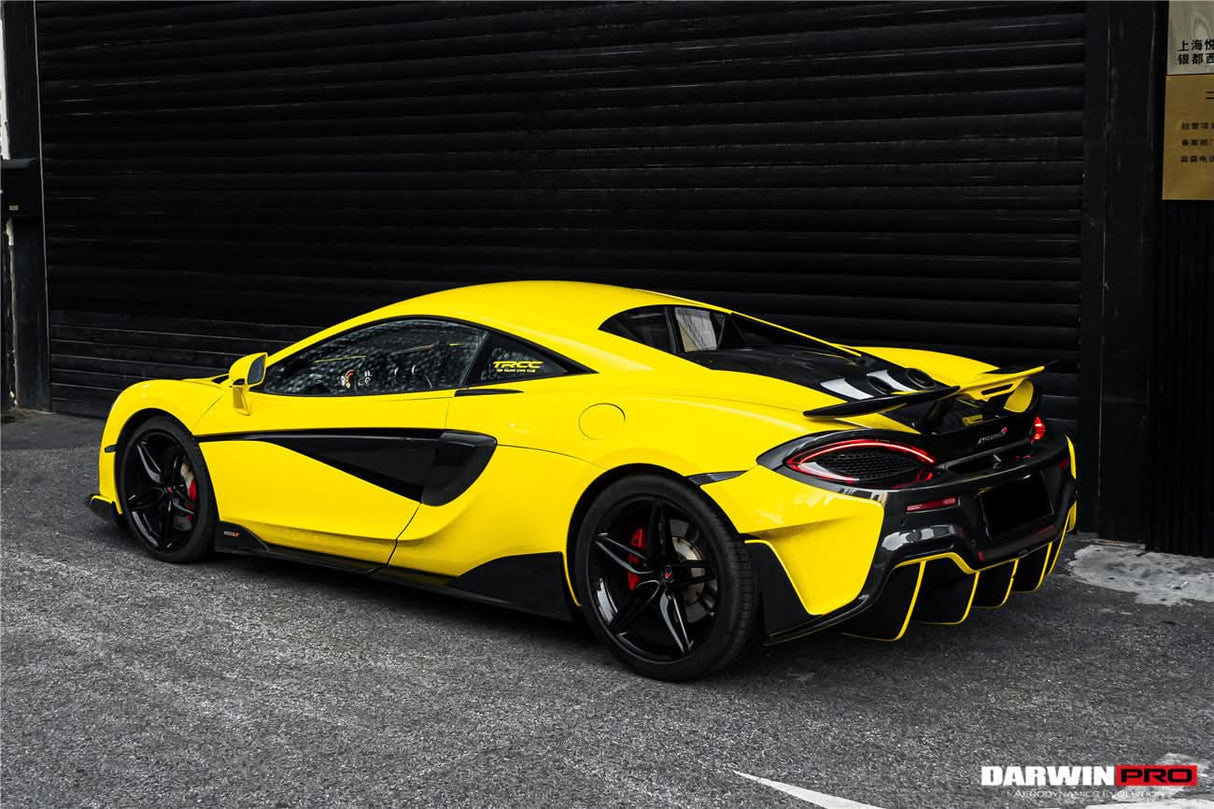 2015-2020 McLaren 540C 570S 570GT 600LT-Style Partial Carbon Fiber Rear Bumper with Diffuser and Trunk Spoiler and Engine Trunk and Exhaust