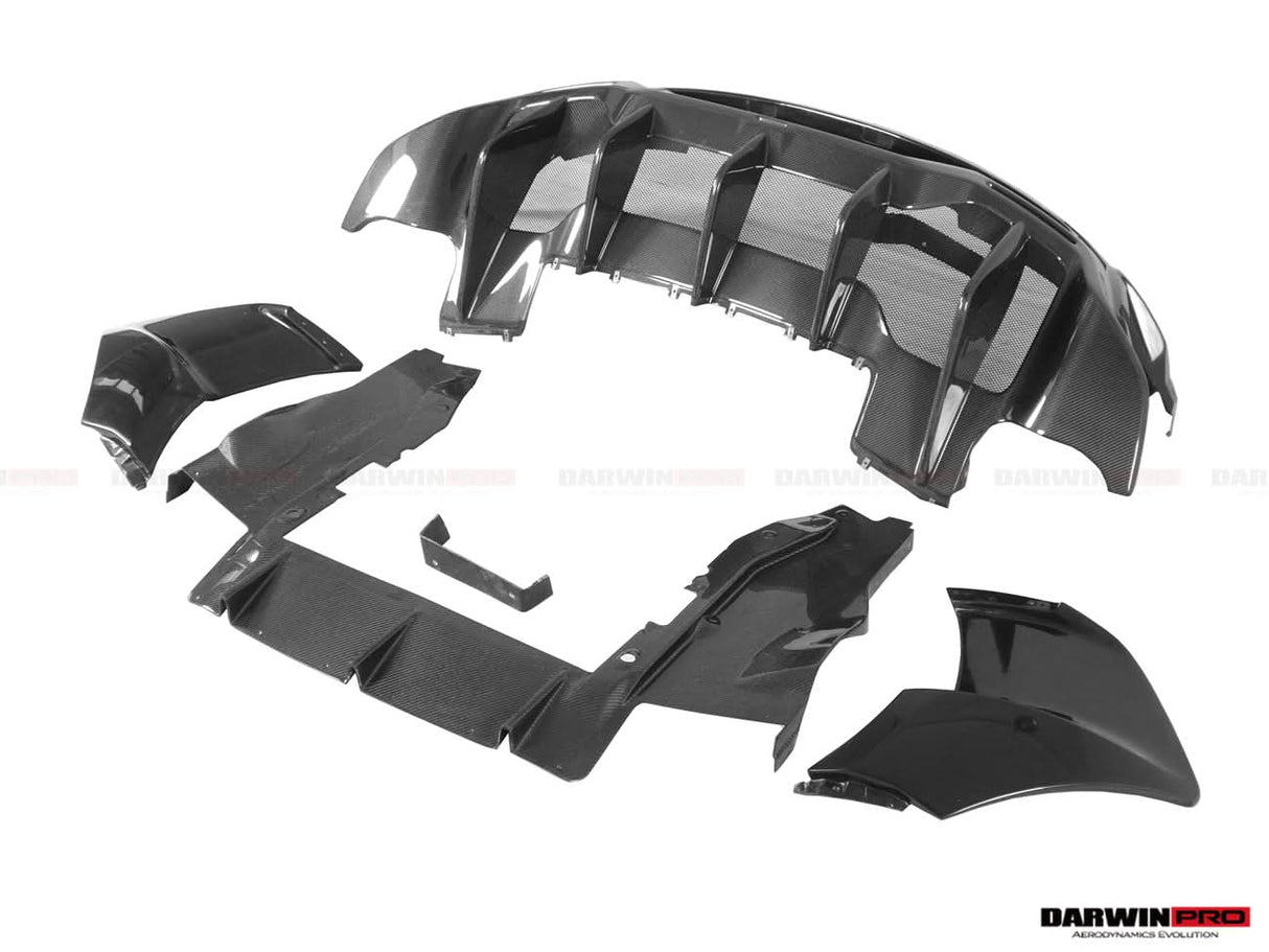 2015-2020 McLaren 540C 570S 570GT 600LT-Style Partial Carbon Fiber Rear Bumper with Diffuser and Trunk Spoiler and Engine Trunk and Exhaust