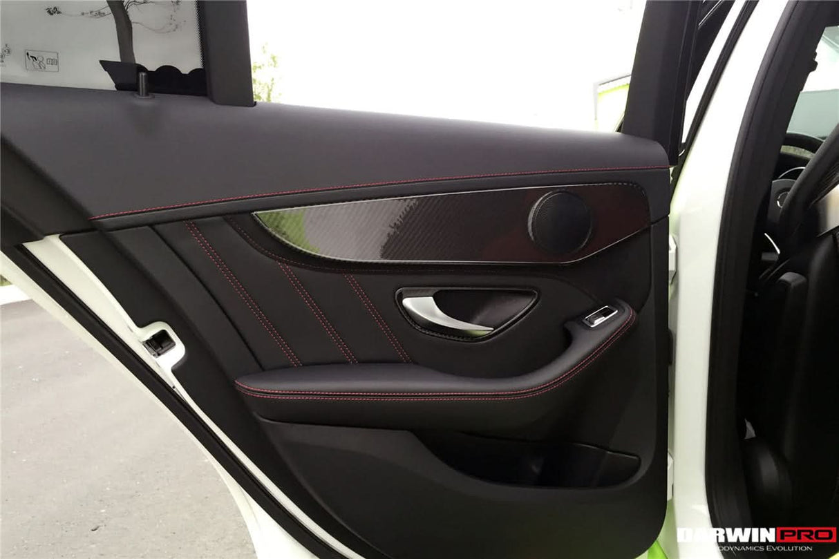 2015-2021 Mercedes Benz W205 C Class GLC X253 Carbon Fiber Interior Door Handle Cover Trim