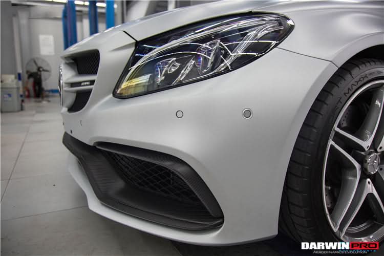 2015-2023 Mercedes Benz W205 C63 S AMG Carbon Fiber Front Bumper Trim Set (4pcs)