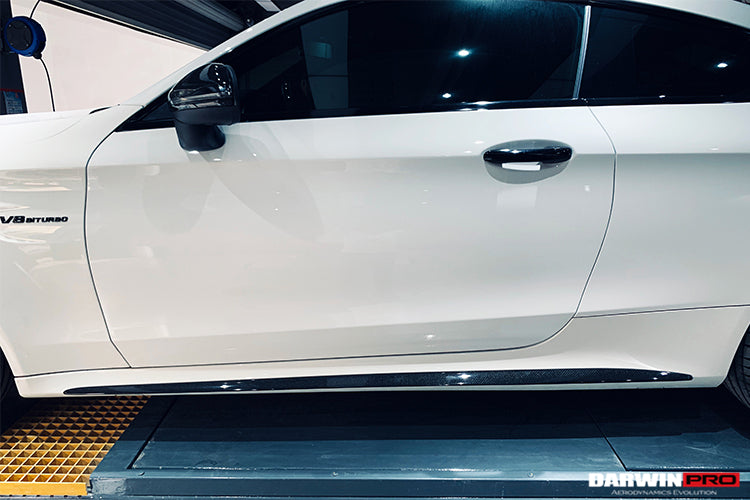 2015-2021 Mercedes Benz W205 C63 & S AMG Coupe Carbon Fiber Side Skirts Trim