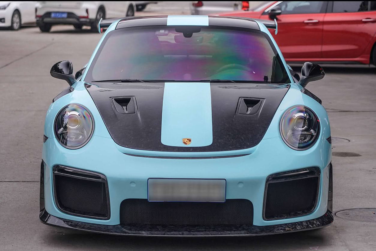 DarwinPRO 2016-2019 Porsche 911 991.2 Carrera & Targa 4 & 4S & GT3 Convert GT2RS Style Partial Carbon Fiber Front Bumper