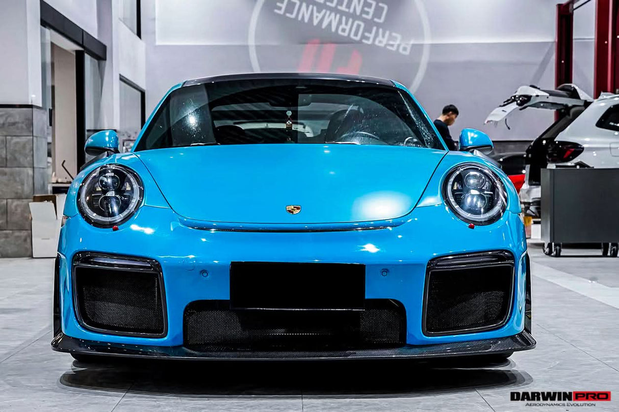 DarwinPRO 2016-2019 Porsche 911 991.2 Carrera & Targa 4 & 4S & GT3 Convert GT2RS Style Partial Carbon Fiber Front Bumper