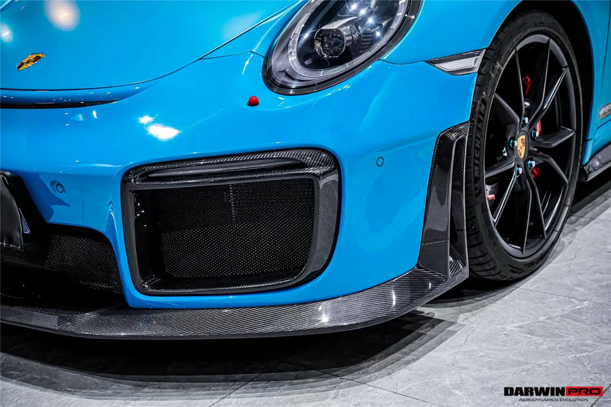 DarwinPRO 2016-2019 Porsche 911 991.2 Carrera & Targa 4 & 4S & GT3 Convert GT2RS Style Partial Carbon Fiber Front Bumper