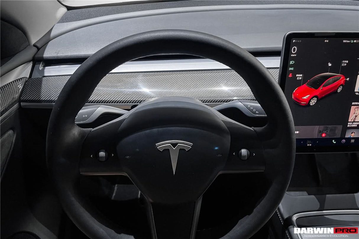 2020-2023 Tesla Model 3 Y OEM Style Autoclave Carbon Fiber Dashboard Trim Interior Replacement