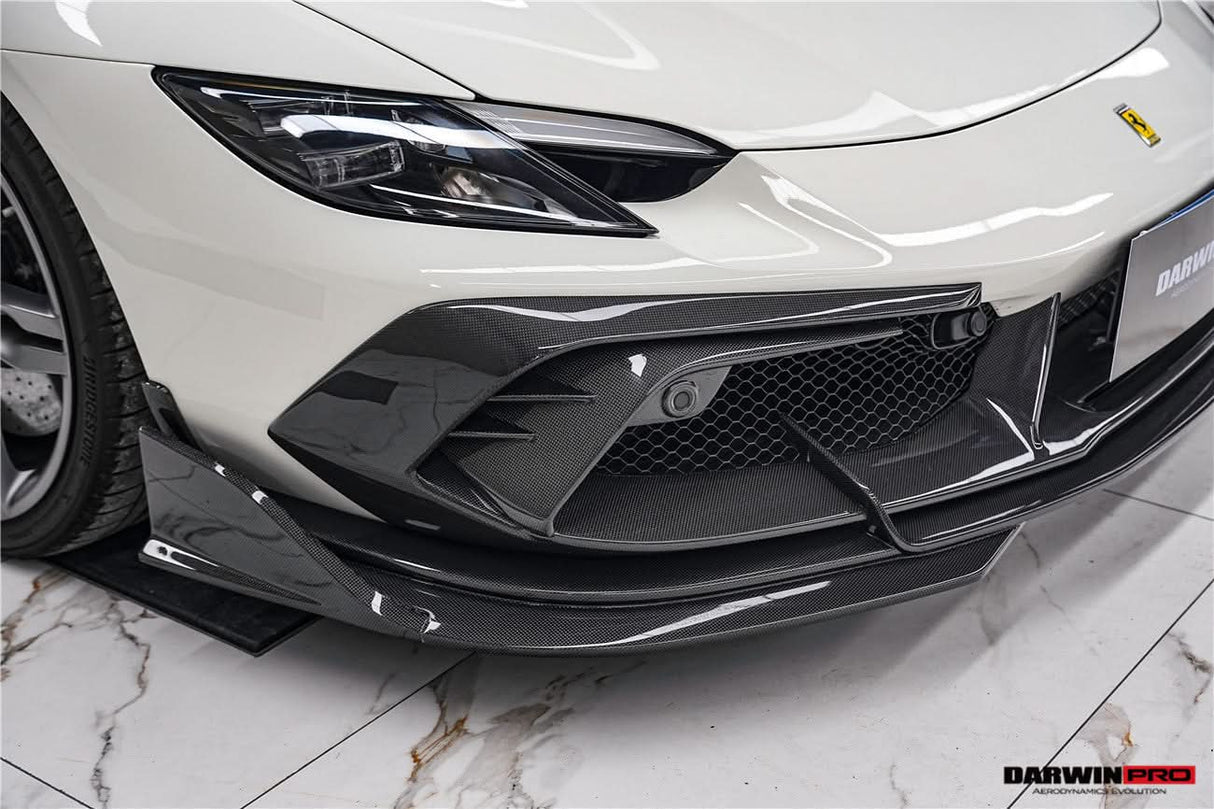 DarwinPRO 2022-2026 Ferrari 296 GTB & GTS Type F171 iMP Style Carbon Fiber Front Bumper Lip Splitter
