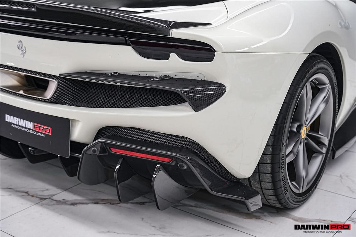 DarwinPRO 2022-2026 Ferrari 296 GTB & GTS Type F171 iMP Style Carbon Fiber Rear Bumper Trim