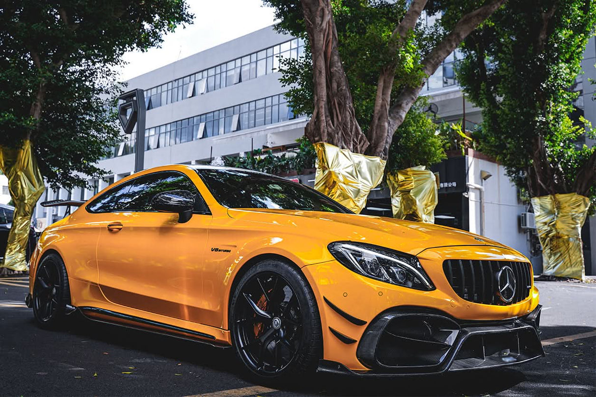 2015-2021 Mercedes Benz W205 C63 C63S AMG Coupe IMP Performance Partial Carbon Fiber Front Bumper With Canards