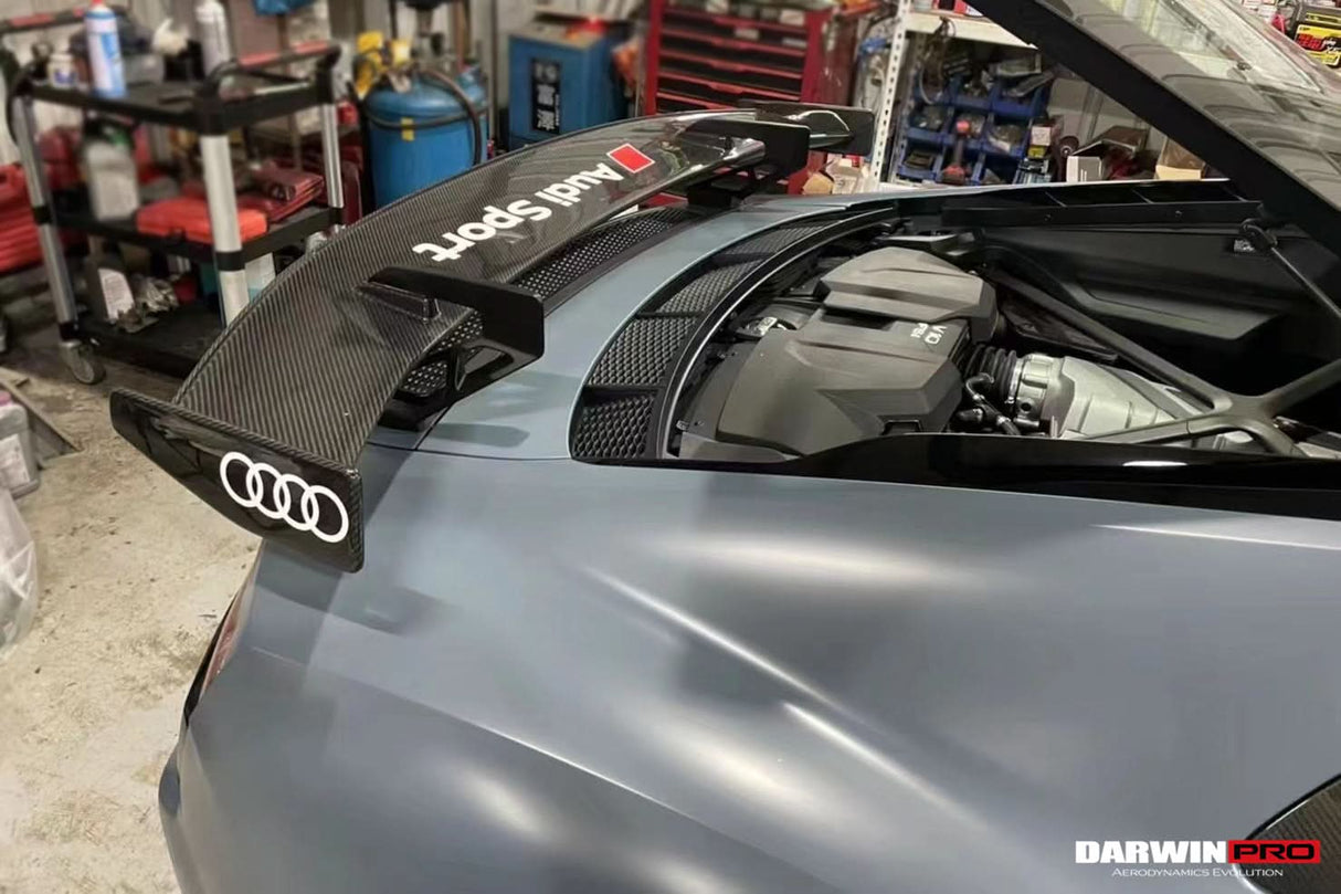 2016-2025 Audi R8 GEN2 Coupe & Spyder Performance Parts Style Dry Carbon Fiber Trunk Wing with Aluminum Legs