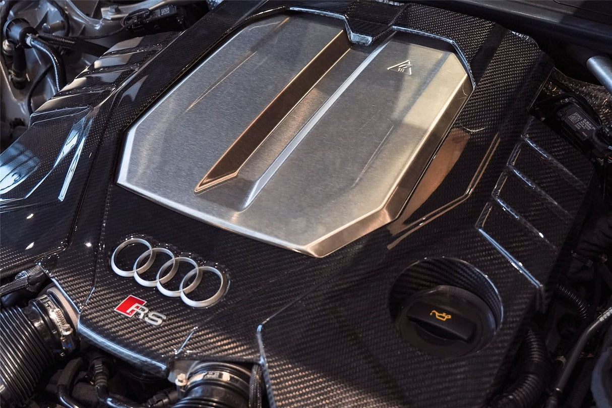2019-UP Audi RS6 Avant C8 | RS7 C8 Quattro Dry Carbon Fiber Engine Cover Replacement DarwinPRO (OEM)