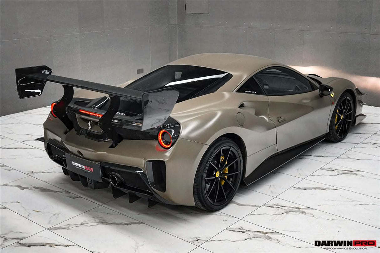 2015-2020 Ferrari 488 GTB Partial Rear Bumper With Deck Lid Wing and Diffuser and Wing - DarwinPRO Challenge Evo Modena Design
