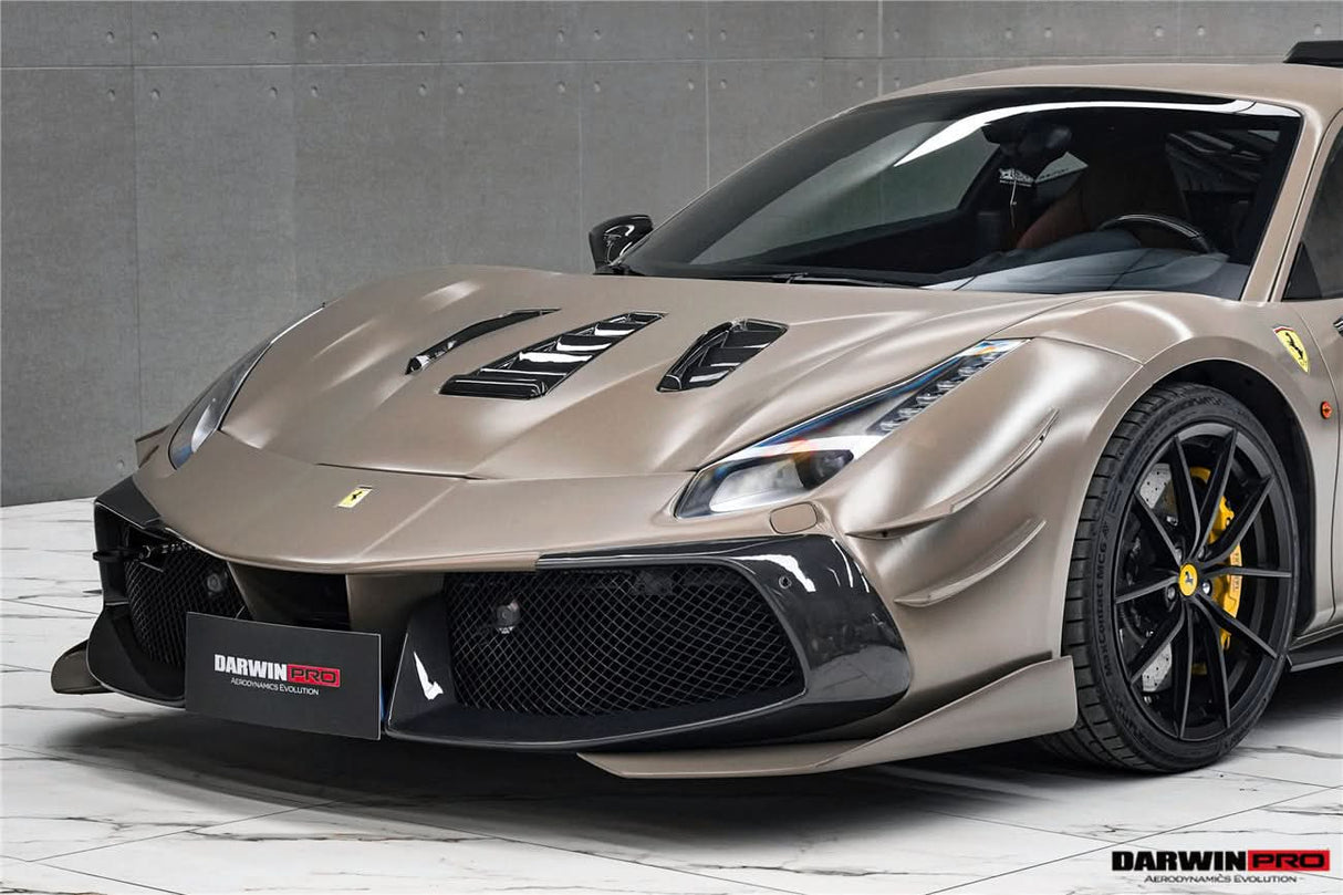 2015-2020 Ferrari 488 GTB | Spider Partial Carbon Fiber Hood - DarwinPRO Challenge Evo Modena Design