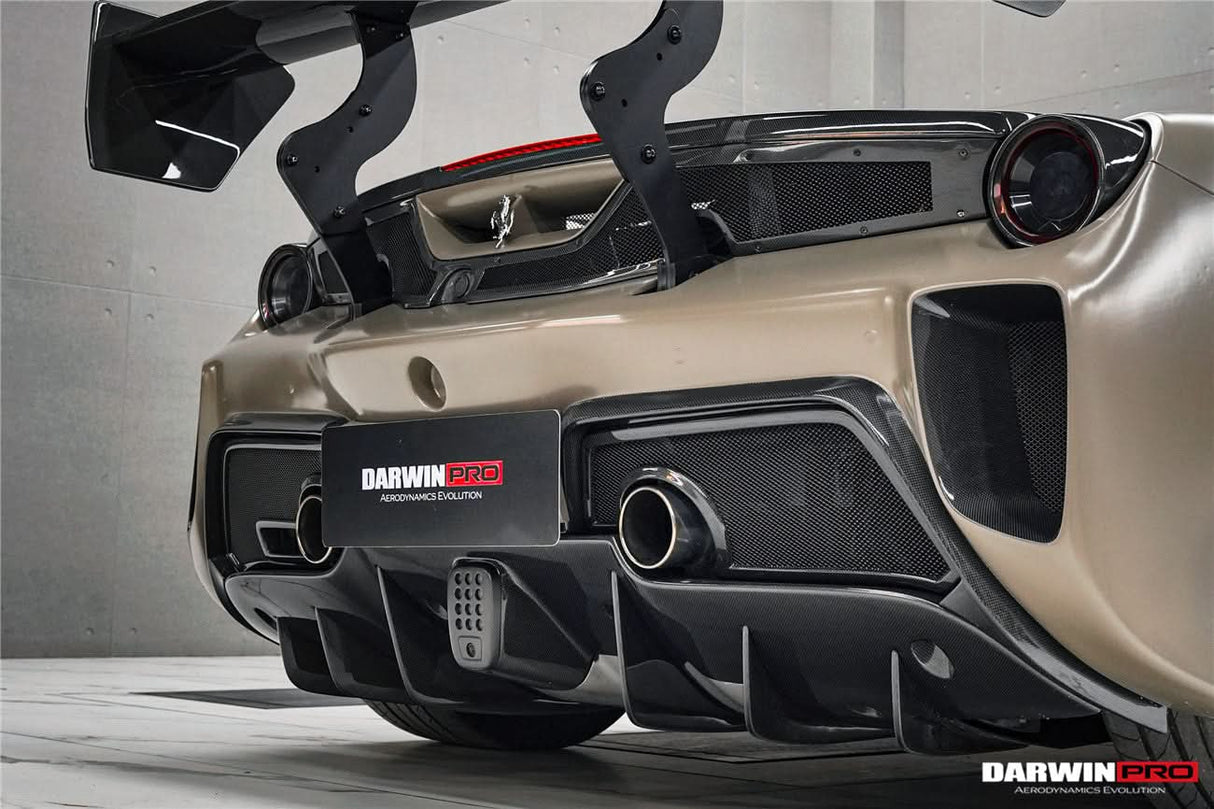 2015-2020 Ferrari 488 GTB Challenge Evo Modena Style Rear Bumper With Deck Lid Wing & Diffuser