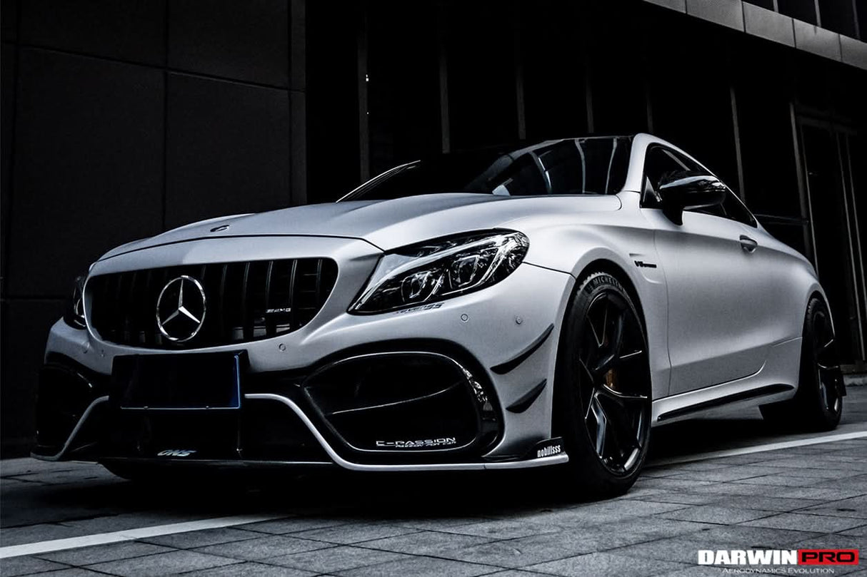 2015-2021 Mercedes Benz W205 C63 C63S AMG Coupe IMP Performance Partial Carbon Fiber Front Bumper With Grille & Canards