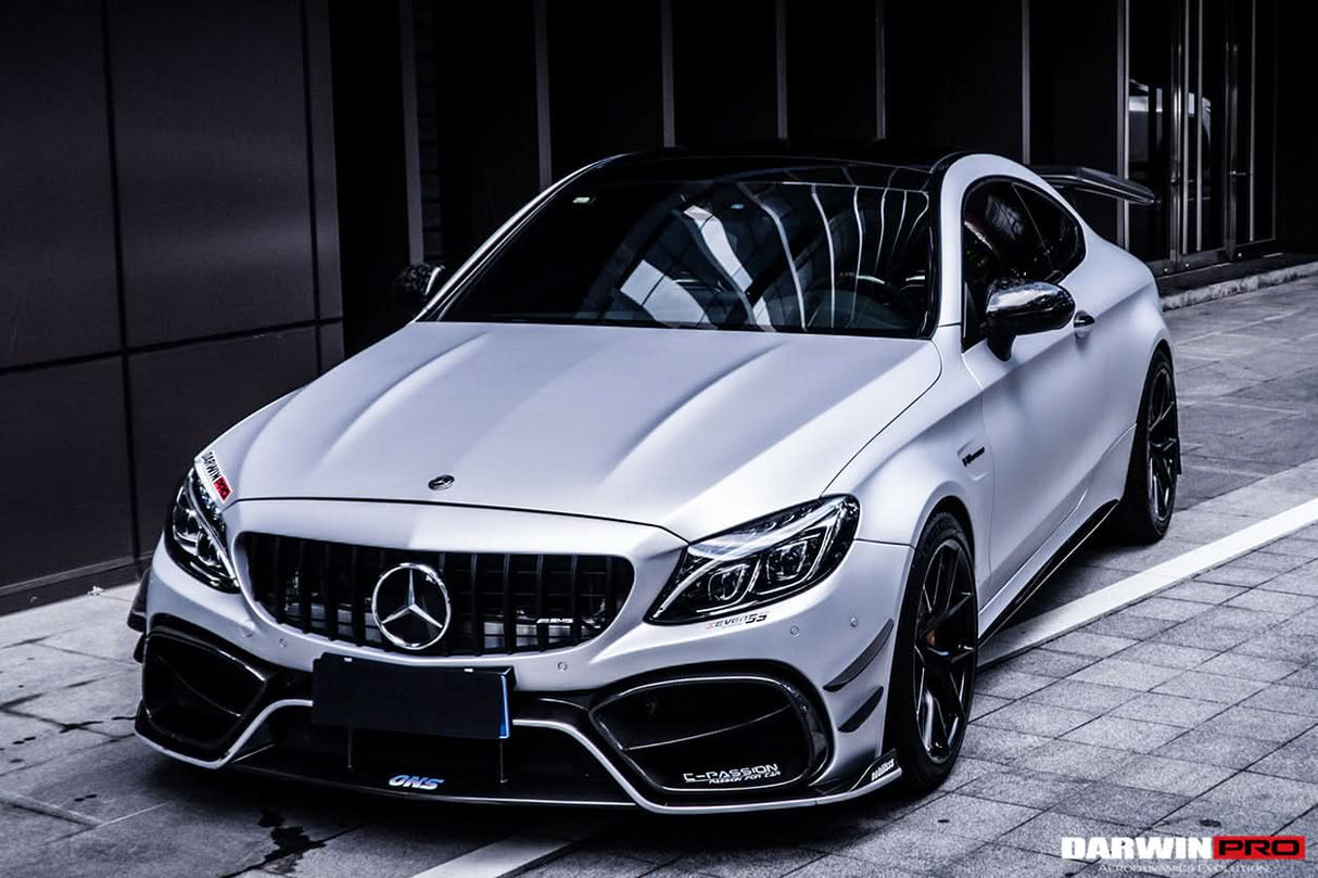 2015-2021 Mercedes Benz W205 C63 C63S AMG Coupe IMP Performance Partial Carbon Fiber Front Bumper With Canards