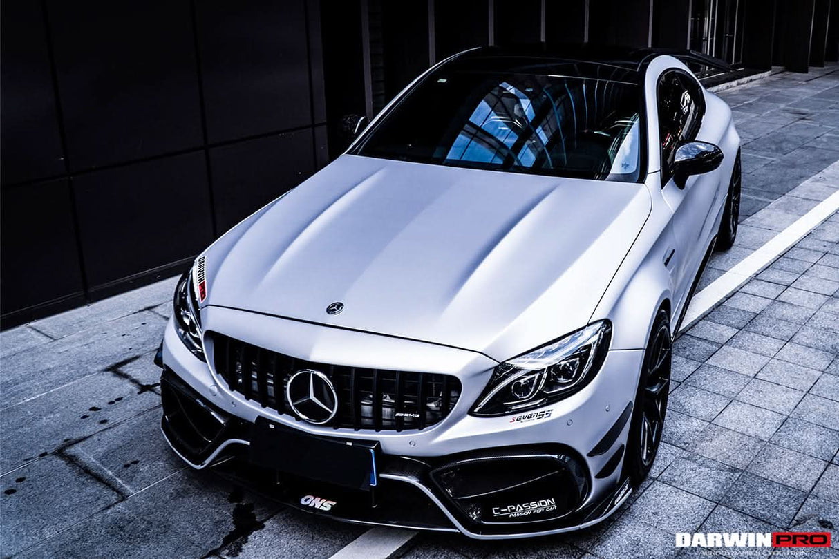 2015-2021 Mercedes Benz W205 C63 C63S AMG Coupe IMP Performance Partial Carbon Fiber Front Bumper With Grille & Canards