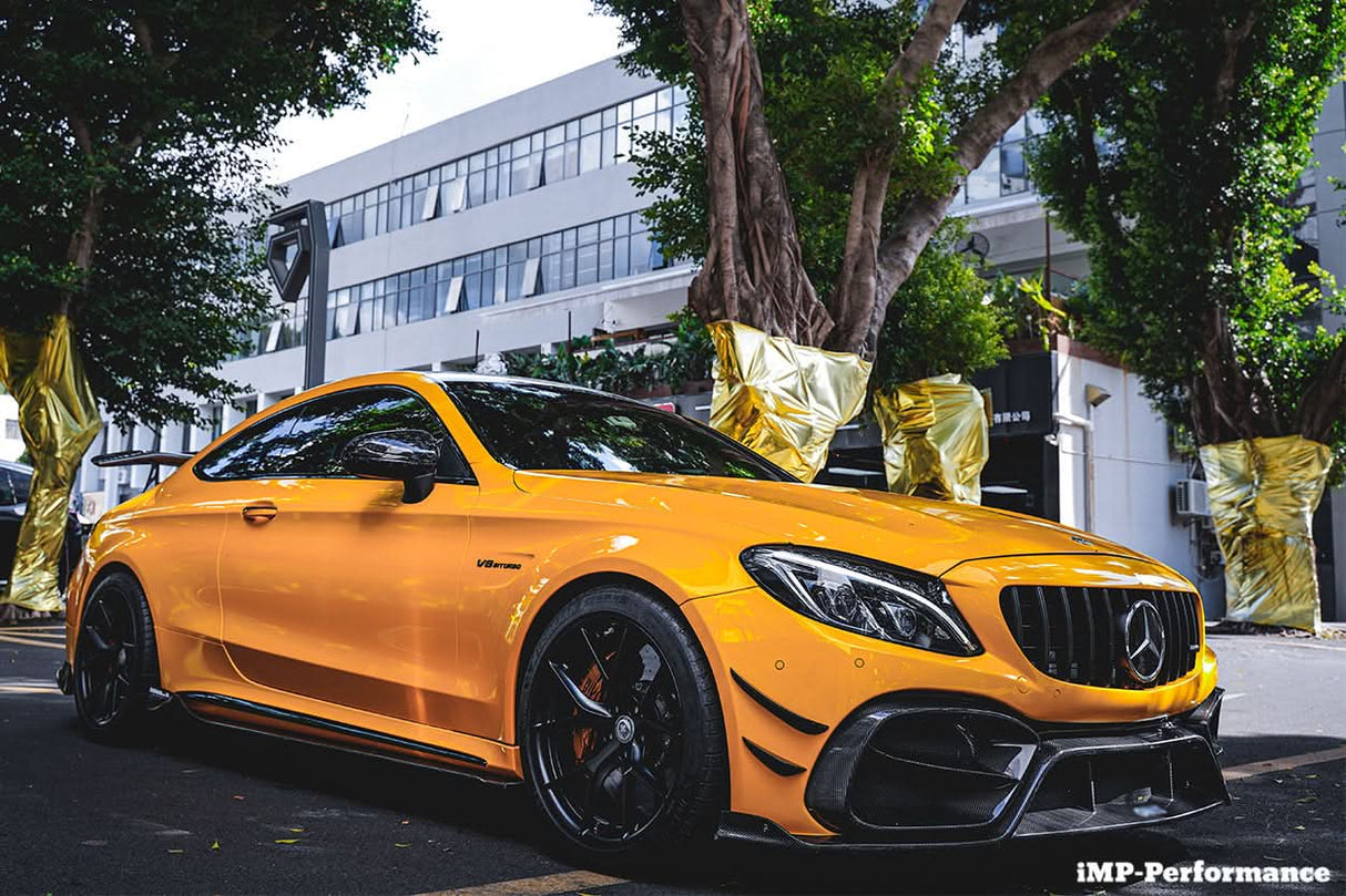 2015-2021 Mercedes Benz W205 C63 C63S AMG Coupe IMP Performance Partial Carbon Fiber Front Bumper With Grille & Canards