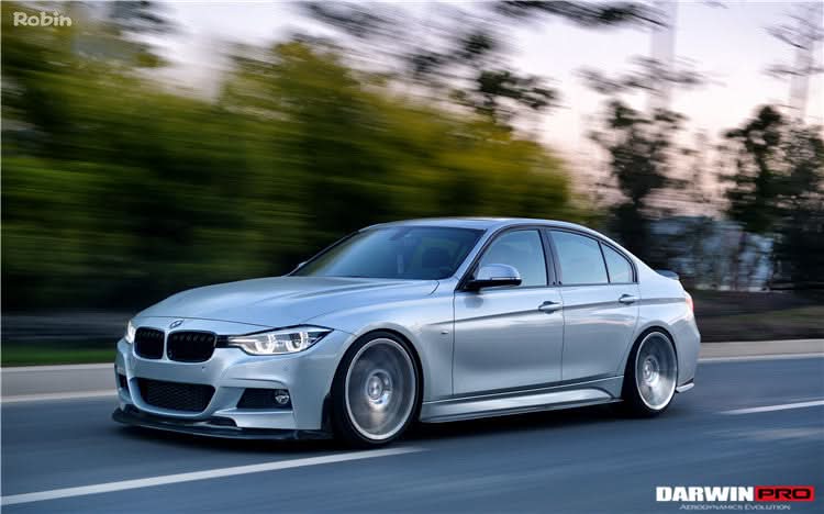 DarwinPRO 2013-2019 BMW 3 Series F30 F35 M-Tech GV Style Carbon Fiber Front Lip With Caps