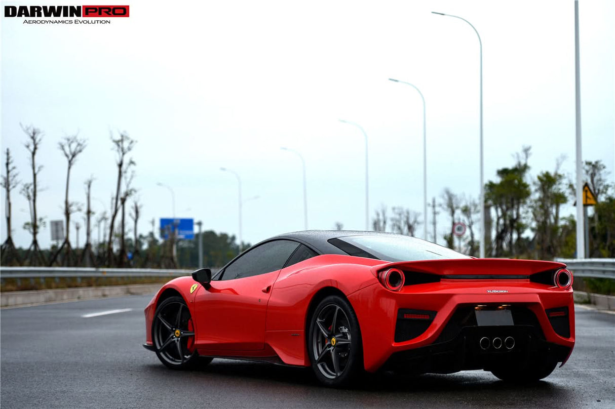 2010-2015 Ferrari 458 Italia Partial Carbon Fiber Rear Bumper And Fiber Trunk With Tail Light Cover DarwinPRO (BKSS Design)