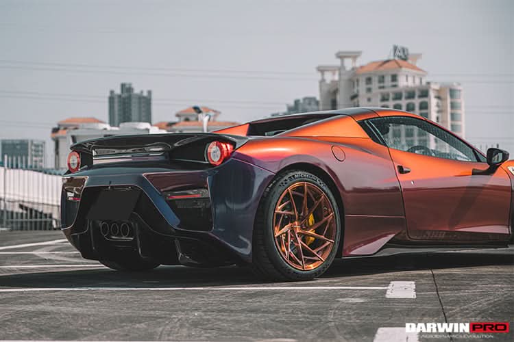 2010-2015 Ferrari 458 Spider BKSS Style Partial Carbon Fiber Rear Bumper And Fiber Trunk With Tail Light Cover