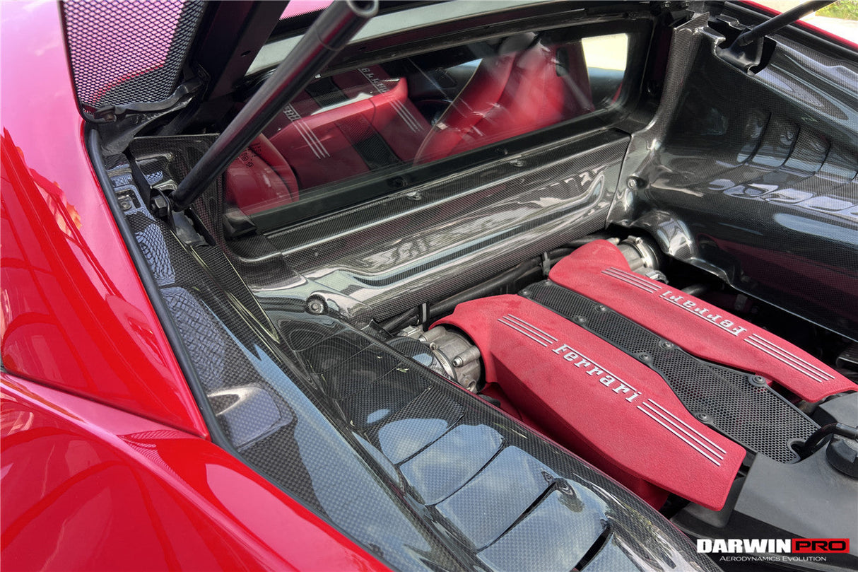 2015-2023 Ferrari Autoclave Carbon Fiber Firewall Cover | Engine Bay Trim panel Replacement | Fits 488, PISTA, F8