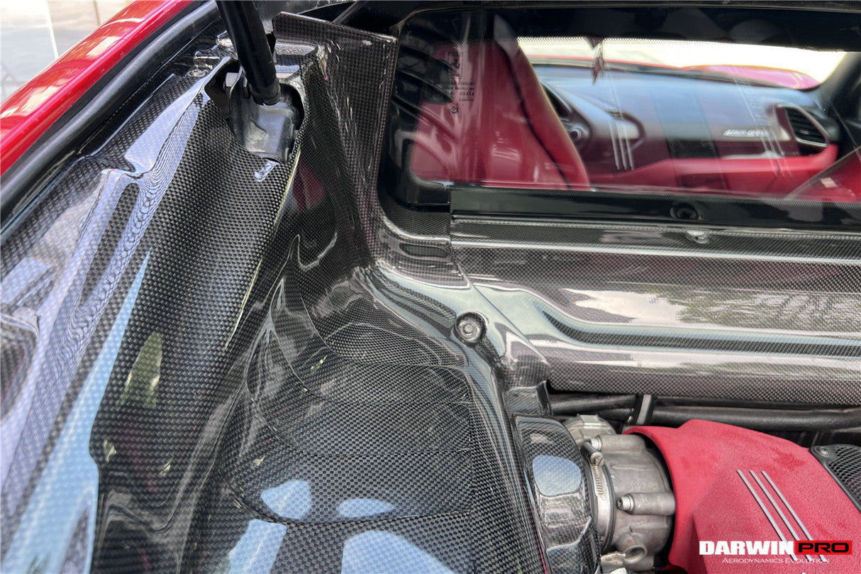 2015-2023 Ferrari Autoclave Carbon Fiber Firewall Cover | Engine Bay Trim panel Replacement | Fits 488, PISTA, F8