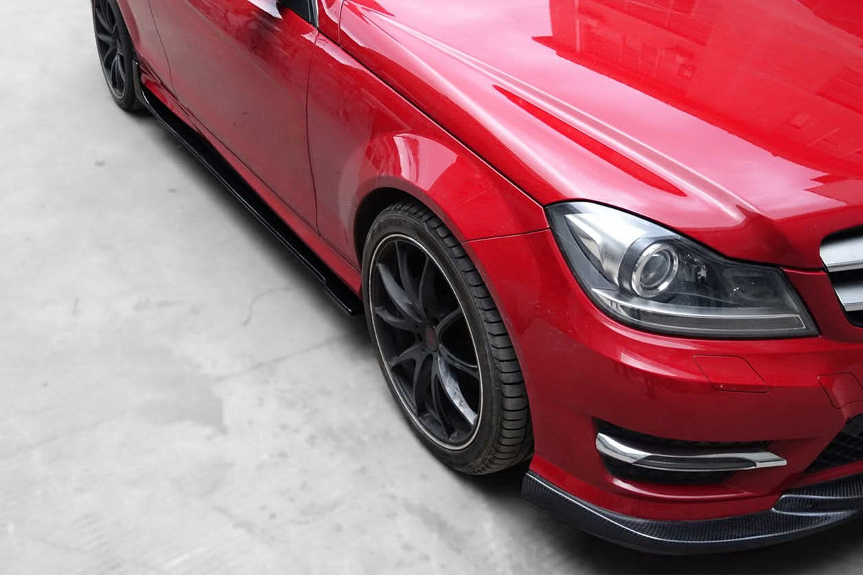 2012-2014 Mercedes Benz W204 C Class Coupe DP Style Carbon Fiber Side Skirts Under Board