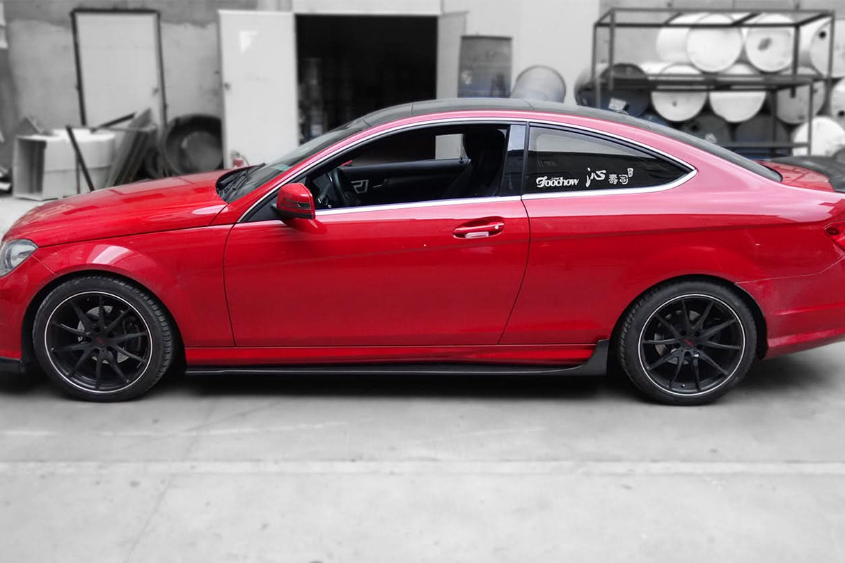 2012-2014 Mercedes Benz W204 C Class Coupe DP Style Carbon Fiber Side Skirts Under Board
