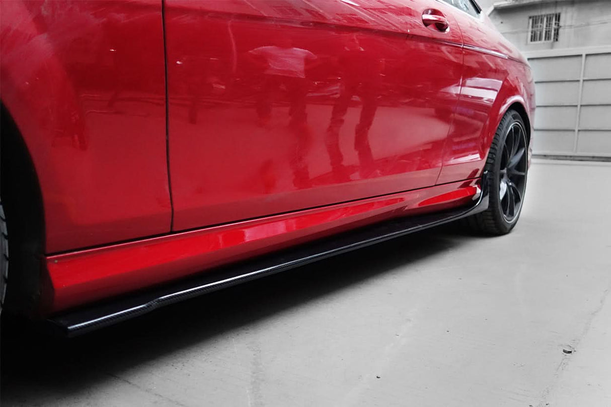 2012-2014 Mercedes Benz W204 C Class Coupe DP Style Carbon Fiber Side Skirts Under Board