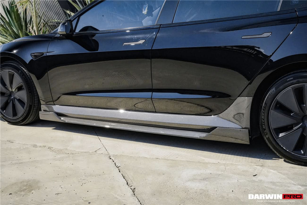 2017-2026 Tesla Model 3 IMP Performance Carbon Fiber Side Skirts With Under Board | Fits Model 3, Model 3 Highland RWD AWD, Performance