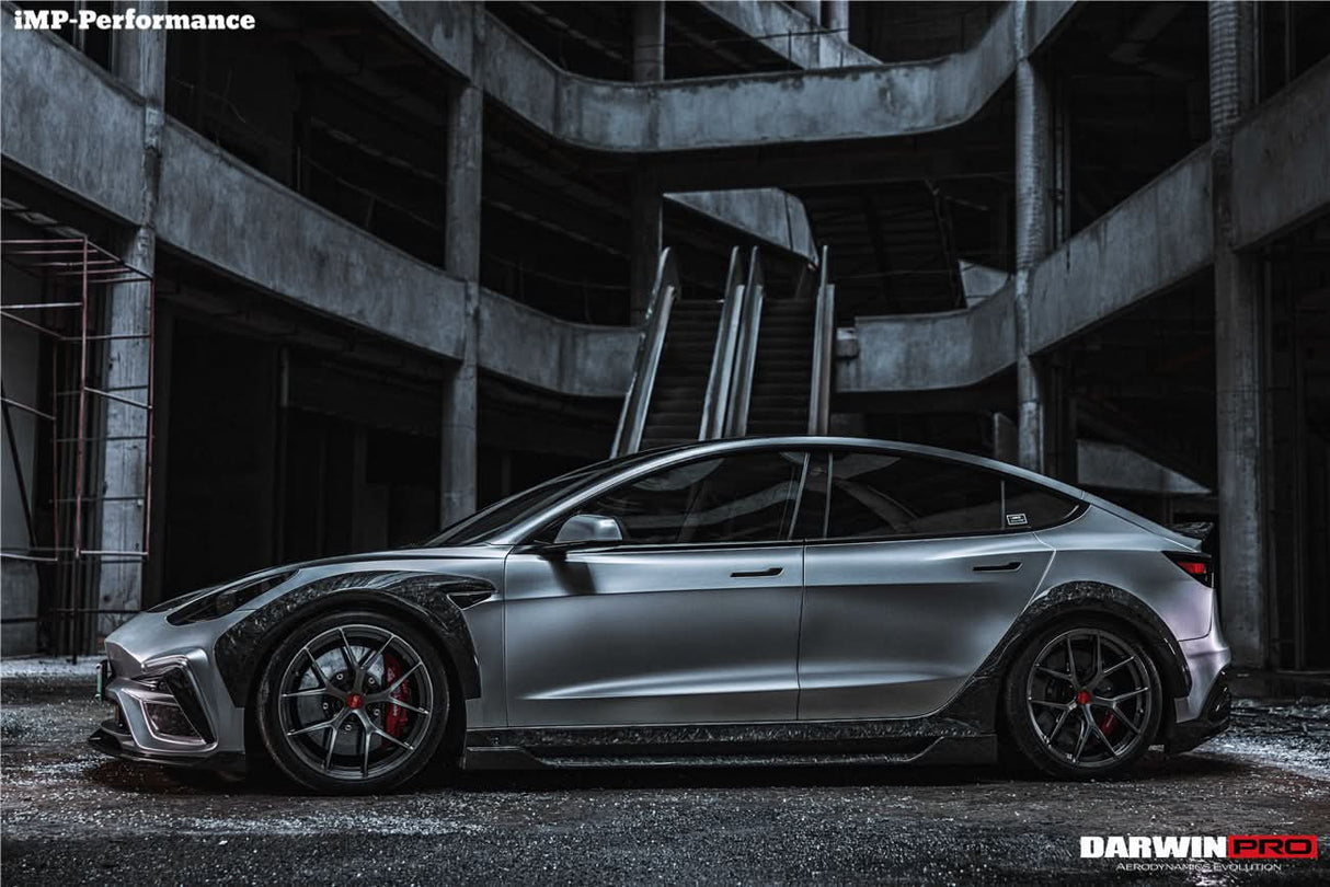 2017-2026 Tesla Model 3 IMP Performance Carbon Fiber Side Skirts With Under Board | Fits Model 3, Model 3 Highland RWD AWD, Performance