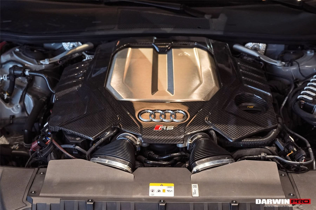 2019-UP Audi RS6 Avant C8 | RS7 C8 Quattro Dry Carbon Fiber Engine Cover Replacement DarwinPRO (OEM)