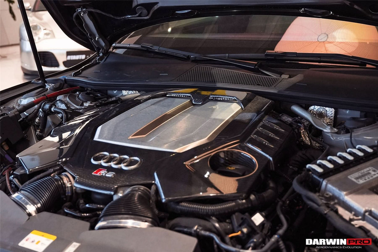 2019-UP Audi RS6 Avant C8 | RS7 C8 Quattro Dry Carbon Fiber Engine Cover Replacement DarwinPRO (OEM)