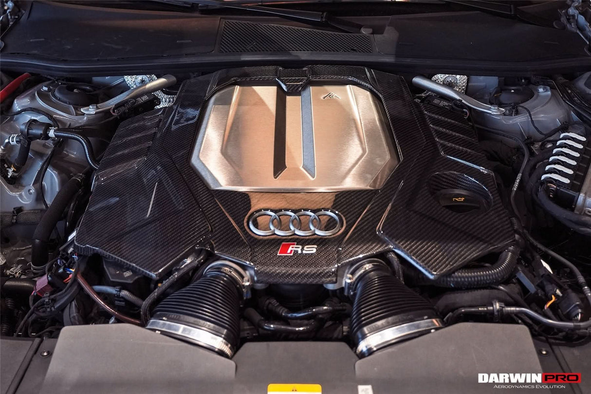 2019-UP Audi RS6 Avant C8 | RS7 C8 Quattro Dry Carbon Fiber Engine Cover Replacement DarwinPRO (OEM)