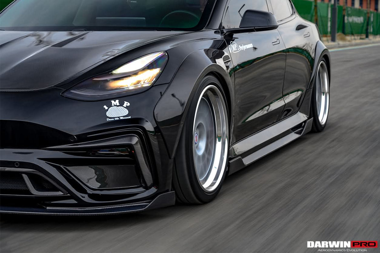 2017-2026 Tesla Model 3 IMP Performance Carbon Fiber Side Skirts With Under Board | Fits Model 3, Model 3 Highland RWD AWD, Performance