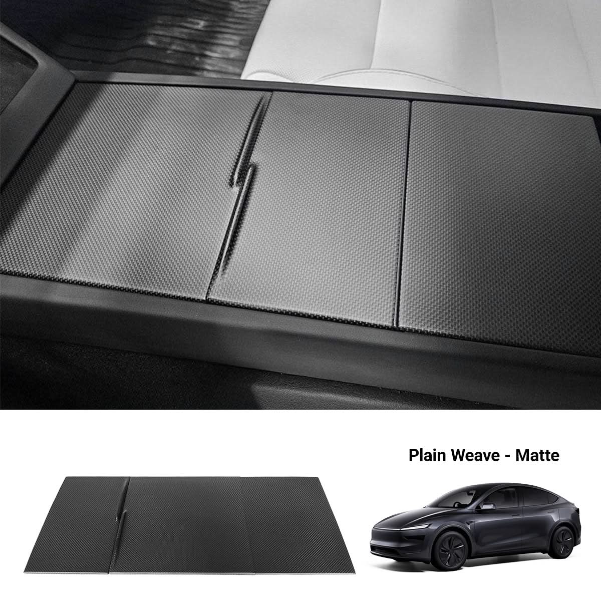 Dry Carbon Fiber Center Console Cover For Model Y Juniper / Model 3 Highland / Model YL