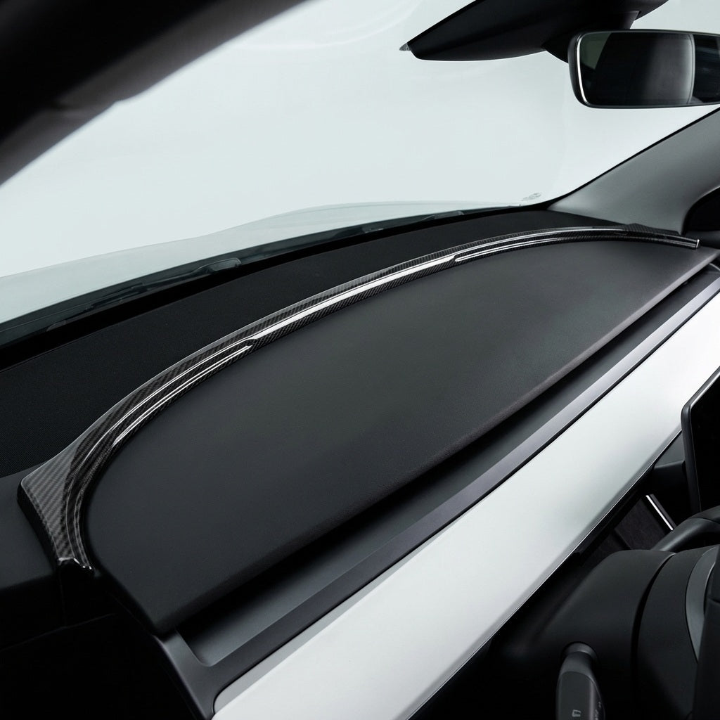 Dry Carbon Fiber Upper Dash Overlay for Model 3 / Y