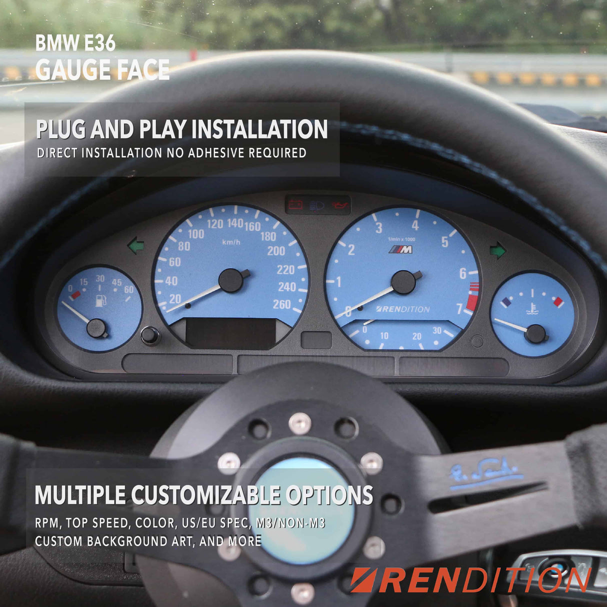 BMW E36 GAUGE FACE FOR M3 316 318 325 328 Ti Compact - K2 Industries